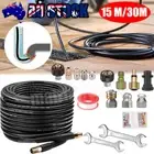 15/30M Washer Hose Pipe Connect Pressure Sewer Jetting Drain Jetter Cleaner Kit