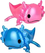 Axolotl Inflate | Set of 2 | 24 inch | Laying Down Style Inflatable Pool Toys Birthday Party Decorations