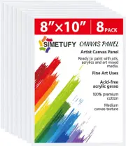 Simetufy 8 Pack 8X10 Inch Painting Canvas Boards Canvas Panels for Kids Primed A