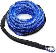 Tow Rope Shackles 13500lbs Car Outdoor Accessories Truck Boat Emergency Replacement Synthetic Winch Rope 26mx8mm 12 Strand String Cable ATV UTV(Blue)