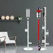 [Maxkon] Freestanding Vacuum Cleaner Stand Cordless Storage Holder Organizer Rack Metal Organiser Accessories Bracket Compatible for Dyson Xiaomi Models White