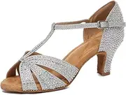 [Minishion] T-strap Dance Heel Rhinestones Wedding Sandals L558
