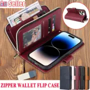 Zipper Purse Wallet Bag Leather Case For iPhone 16 16e 15 14 13 Pro Max 12 XS 8