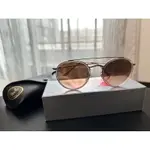 RAY-BAN雷朋 金色搭青銅色的ROUND DOUBLE BRIDGE圓型‧雙梁太陽眼鏡- RB3647N