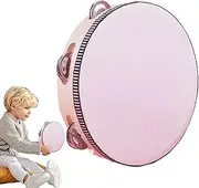 Tambourine for adults | Hand Held Tambourine | 8" Tambourine Single Row | Wooden Hand Drum with Jingle Bells | Metal Jingles Percussion Musical Instrument for Party Games Beginners