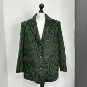 Nasty Gal Oversized Leopard Print Coat Jacket in Green UK size 10 - Super Soft