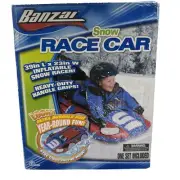 Banzai Race Car Snow Tube and Pool Float 39”L x 23”W Red Blue With Handles 5+