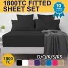 2022 1800TC Deep Fitted Sheet Set Pillowcases Single/Double/Queen/King/KS Bed