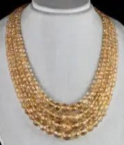 Natural Yellow Citrine Beads Faceted Round 4 L 868 Ct Gemstone Finest Necklace