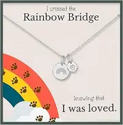 HOPE LOVE SHINE Rainbow Bridge Pet Memorial Necklace - Dog Sympathy Gifts, Loss of Pet, Cat Memorial Jewelry for Women & Men - Dog Dad & Dog Mom Necklace for Death of a Pet - Cat & Dog Memorial Gifts