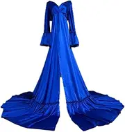 [D&J DON&JUDY] Don&Judy Ruffle Sleeve Backless Maternity Dresses Silky Soft Gowns Pregnancy Dress for Photo Shoot