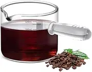 Proxima Direct 125ML/4.4oz Espresso Glass Handle Shot Glass Measuring Cup with Glass Handle and Single Spout Drinks Modulation Tools and Espresso Accessories for Coffee Milk Honey Sauce