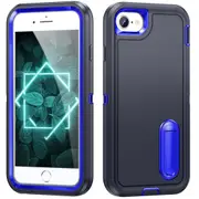 MCC Shockproof iPhone SE 2022 3rd Gen Case Cover Heavy Duty w/ Stand Apple [Navy+Blue]