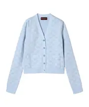 Gucci Fine Knit GG Jacquard Cardigan S,M light blue and white
