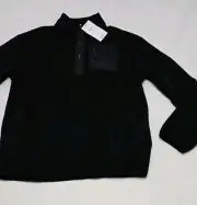 M&S Junior Boys Black Fleece Quarter-Zip Pullover Size 14-15 Years