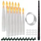 12PCS Xmas Tree Flickering LED Floating Taper Candles w/ Magic Wand Remote Timer