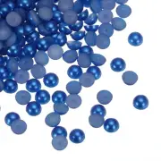 300pcs Flatback Pearls 8mm ABS Plastic Half Round Dome Pearls, Dark Blue
