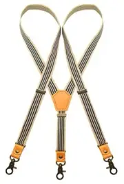 Adjustable Suspenders for Men Bronze Metal Clips One Size Snap Hooks/Beige