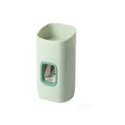 2Pcs Wall Mounted Automatic Toothpaste Dispenser Wheat Straw Dust-Proof Toothbrush Holder Bathroom Storage Tool