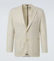 [Rubinacci] Rubinacci Herringbone wool, silk, and linen blazer AU 96 neutrals