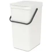 Brabantia Sort & Go 16L/40cm Food Waste Compost Bin w/Handle Trash Storage White