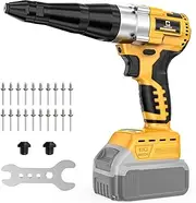 Cordless Rivet Gun for DeWALT 20V Battery,Brushless Electric Rivet Nut Tool with 3 Sizes Steel Rivets(1/8",5/32",3/16") & Nose Pieces,LED Light -Professional Riveters Gun 20V(Tool Only)