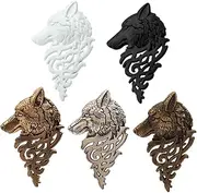 [COLLBATH] 5pcs Wolf Head Brooch Pins Lapel Pins for Men Retro Design Present for Parties and Costumes Color Selection