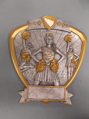 cheer cheerleading trophy award resin shield plate by PDU 58506-GS