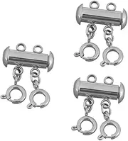 ULDIGI Lasting Copper Jewelry Clasps 3 Pcs Double Holes for Bracelet Chain Silver