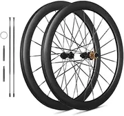 50mm Carbon Spoke Wheelset Cycling Wheel 700c Road Bike Wheels Support 8/9/10/11/12 Speed Center-Lock Disc Brake 23-45c Clincher & Tubeless,Thru-Axle, 36T Ratchet