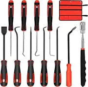 11Pcs Alloy Automotive Hook and Pick Tool Kit Efficient Removal Car Fastener Removal Tool Set with Ergonomic Handle for O Ring..(gules)