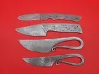 Lot of 4 Hand Forge Damascus Knife Blade Blanks Made in India S610