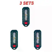 Mini Flashlight Tactical Police Shoulder Light with Clip USB Rechargeable Touch Taillight Helmet Lamp Keychain Light Blue 3PCS