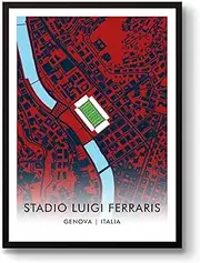 GroundDesigns GENOA CFC Football Gift STADIO LUIGI FERRARIS Genova Italia 90 Stadium Art Map A3 Print