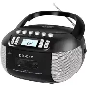 CD and Cassette Player Combo, Boombox CD Player Portable with AM/FM Radio, Ta...