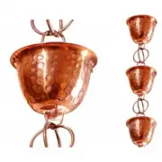 Monarch Rain Chains Rain-Chain 8.5' Pure-Copper Hammered Cup 14-Loop W/ Ring