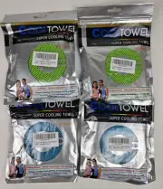 4 PACK Super Cooling Towel Quick Drying Sweat Absorbent, 35" x 12", Green & Blue