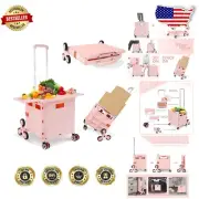 Collapsible Rolling Crate with Magnetic Lid & Telescoping Handle - 55L Capacity