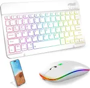 Bluetooth Keyboard and Mouse Combo for Ipad - Rechargeable RGB Wireless Keyboard