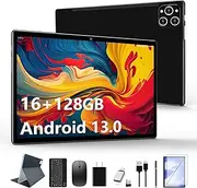 Tablet 10.1 Inch Android 13 Tablets 2025 Latest Android Tablets 128GB ROM+16GB RAM (8+8 Virtual), 2 in 1 Tablet with Keyboard, Powerful Octa-Core+13MP Camera, 1TB TF Expandable, FHD WiFi Tableta PC
