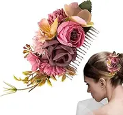 QARIDO Wedding Comb - Floral Hairpins - Silver Metal Hair Clips with Teeth - French Barrettes - Wedding Decorative Headpiece - Bun Twist - Yoryu