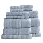 14pc Renee Taylor Blue Mirage Cambridge Textured 650GSM Bath/Face/Hand Towel Mat