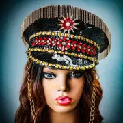 Steampunk Burning Man Festival Captain Hat Party Costume 3D Rhinestones Top Hat