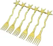 Generic Set of 6 Starfish Appetizer/Salad Forks - Small Forks for Charcuterie Boards and Serving Appetizers (AG88369), Gold