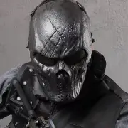 Scary Halloween Ghost Mask - Tactical Mask Skeleton with Metal Mesh Eye Prote...
