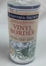 * Graham & Brown Vinyl Border 11 Yards Flowers Blue Green 96330 New Prepasted