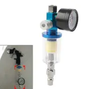For Spray Gun 1/4" Air Pressure Regulator Gauge & In-Line Water Trap Air Filter