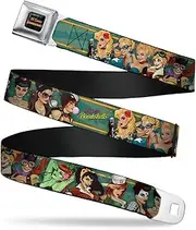 [Buckle-Down] Seatbelt Buckle Belt, 12 DC Comics Bombshells Pose Rays and Stars Blue/Pink/Yellow