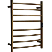 Hotwire 80W 700 x 530mm Gold 8 Bar Curved Round Heated Towel Rail with Timer