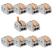 Terminal Block 2 Pole Wire 10x Lever Lock Reusable Electrical Connector Clip